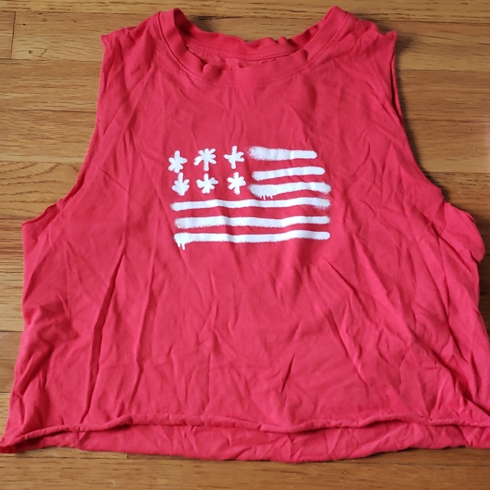 Red Muscle Crop Tank Top